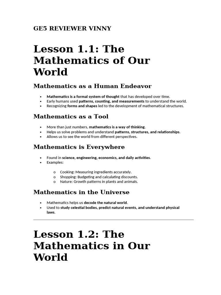 Mathematics in Everyday Life | PDF | Pattern | Set (Mathematics)