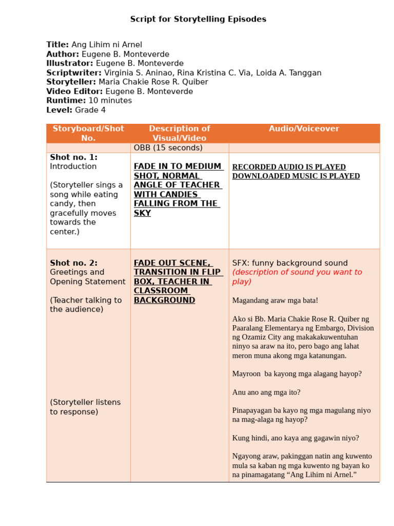 D5Script For Storytelling Episodes | PDF