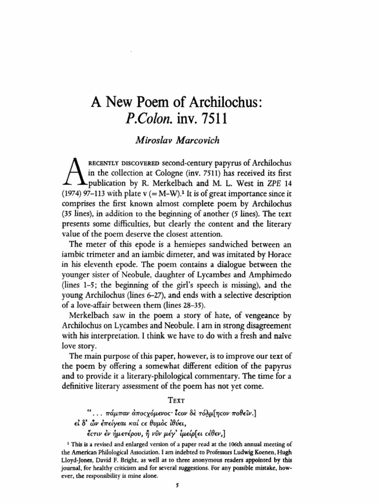 Cologne Epode | PDF | Poetry