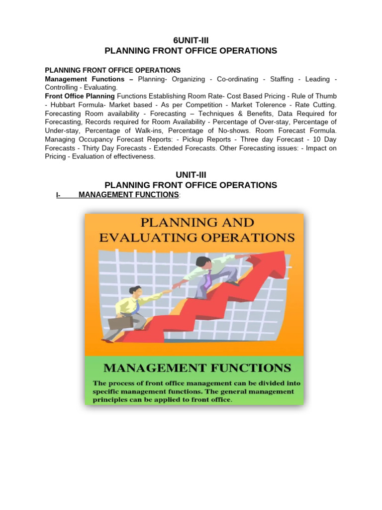 Front Office Operations Planning Guide | PDF | Forecasting | Expense