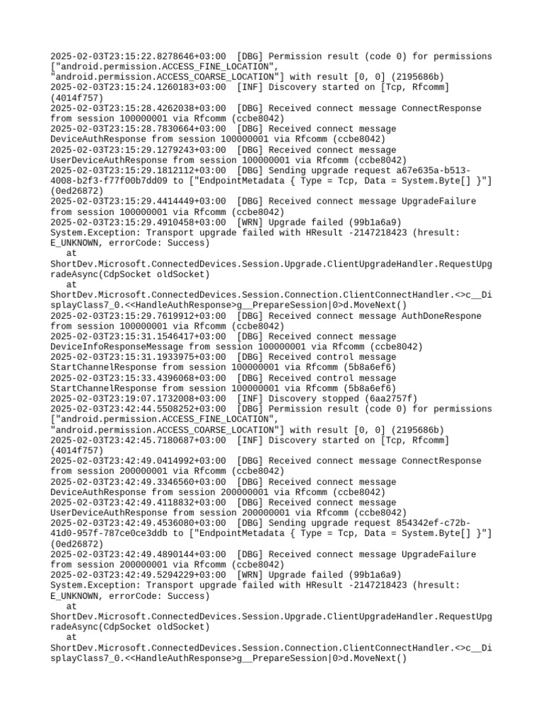 NearShare Connection Logs and Errors | PDF | Software | Computer Science