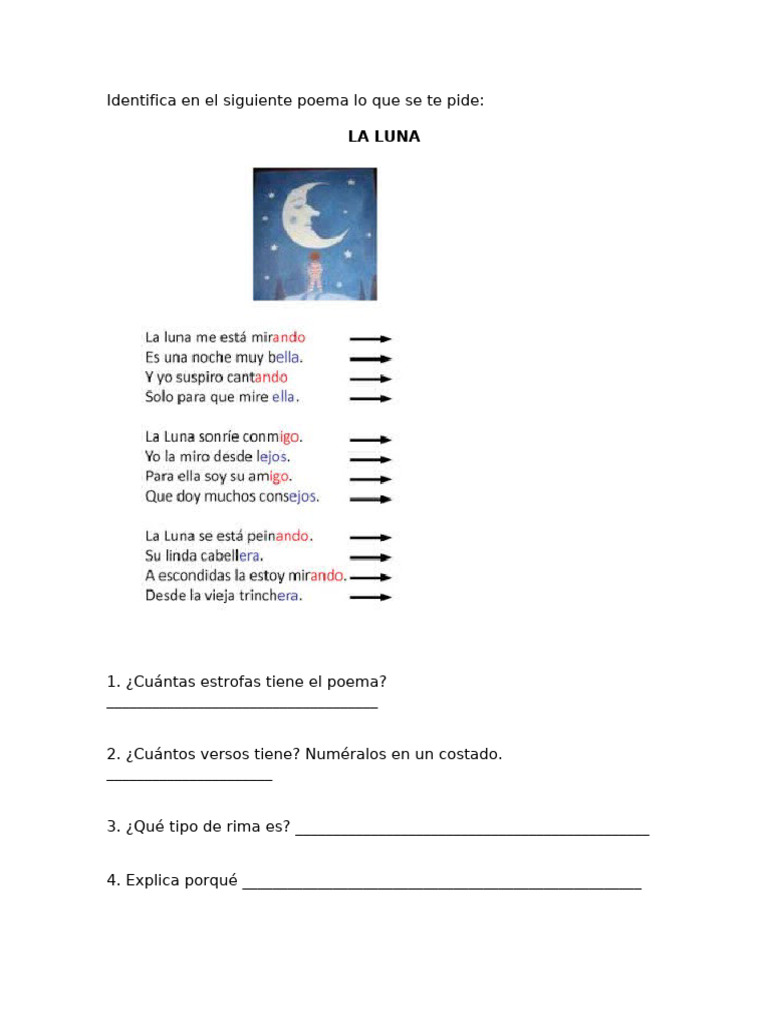 Poema: La Luna y su análisis | PDF