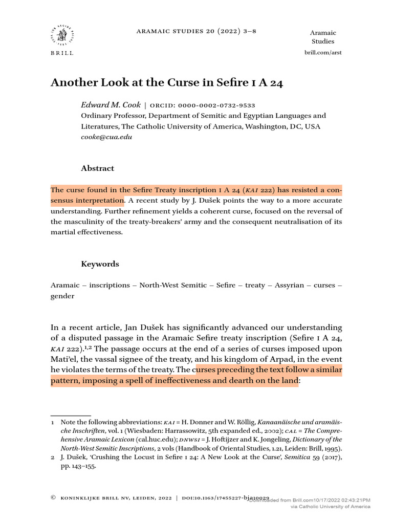 Aramaic Curse Analysis | PDF | Assyria | Bible