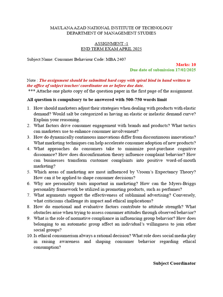 Assignment 1 CB | PDF | Behavior | Consumer Behaviour