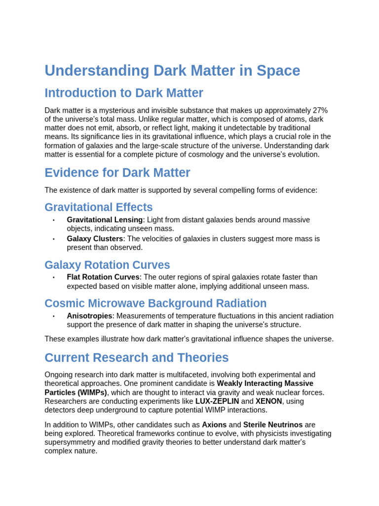 Understanding Dark Matter in Space | PDF