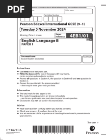 English Language B - Question paper  ( Nov 2024 )