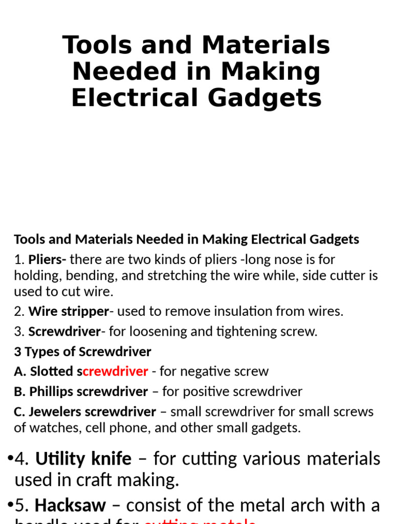 Essential Tools for Electrical Gadgets | PDF