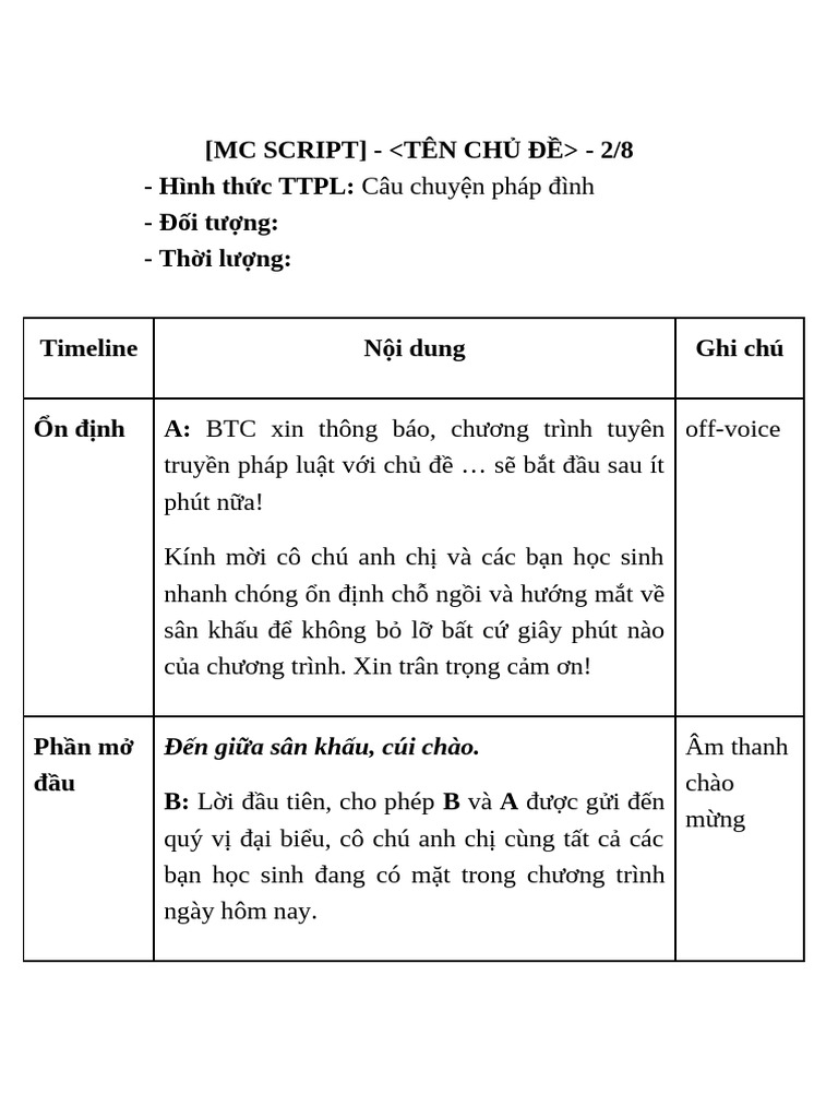 (MC SCRIPT) bản mẫu | PDF