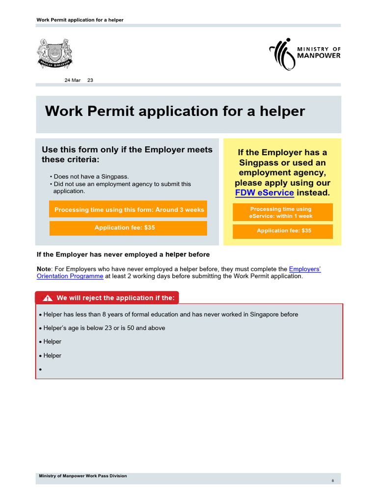 Work Permit Application for Helpers | PDF | Nationality | Passport