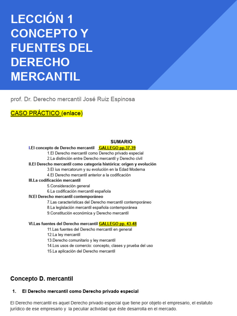 Fuentes y Conceptos del Derecho Mercantil | PDF | Fuentes del derecho ...