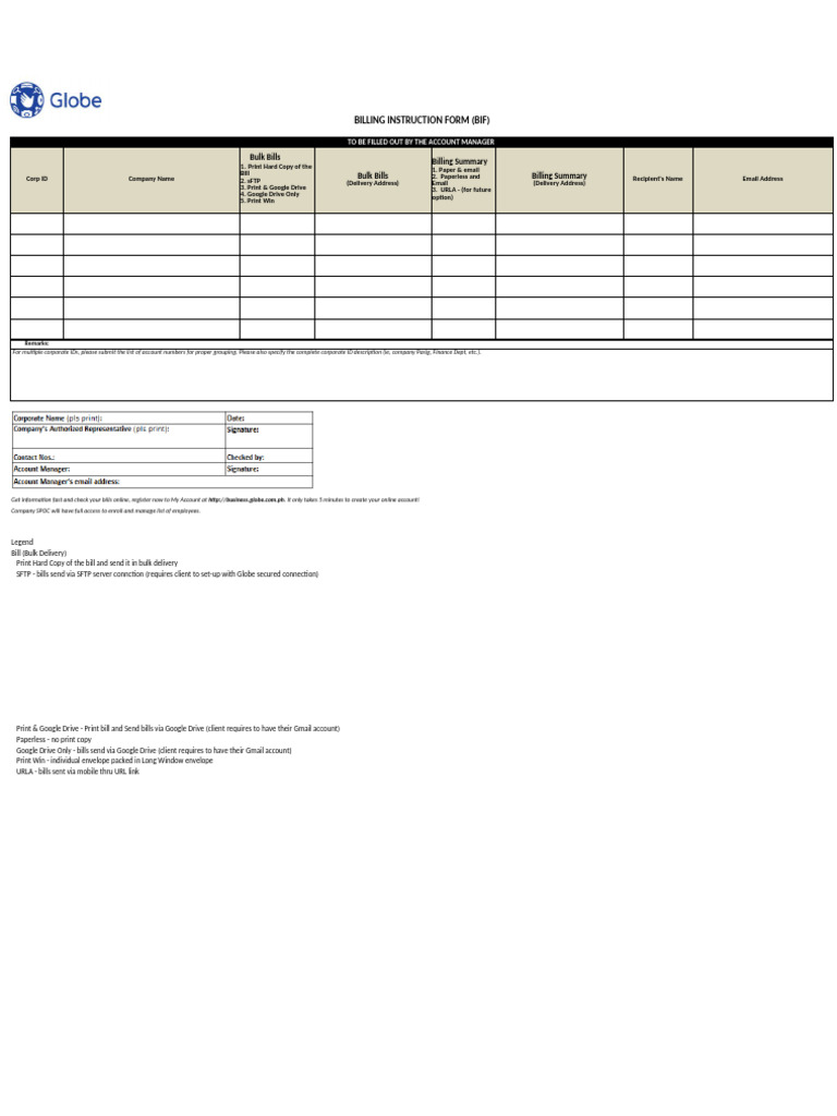 Billing Instruction Form Overview | PDF | Computer Networking ...