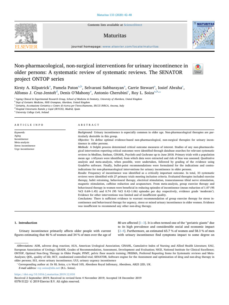 Incontinencia Urinaria 2 | PDF | Urinary Incontinence | Systematic Review
