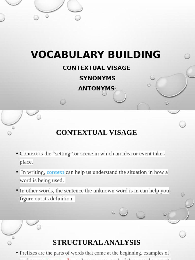 Vocabulary Building: Context & Analysis | PDF | Word | Semiotics