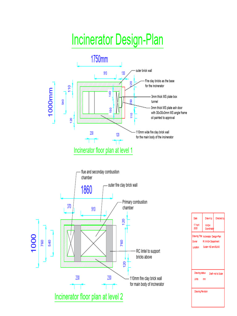 Incinerator Design Floor Plan Details | PDF | Incineration | Materials
