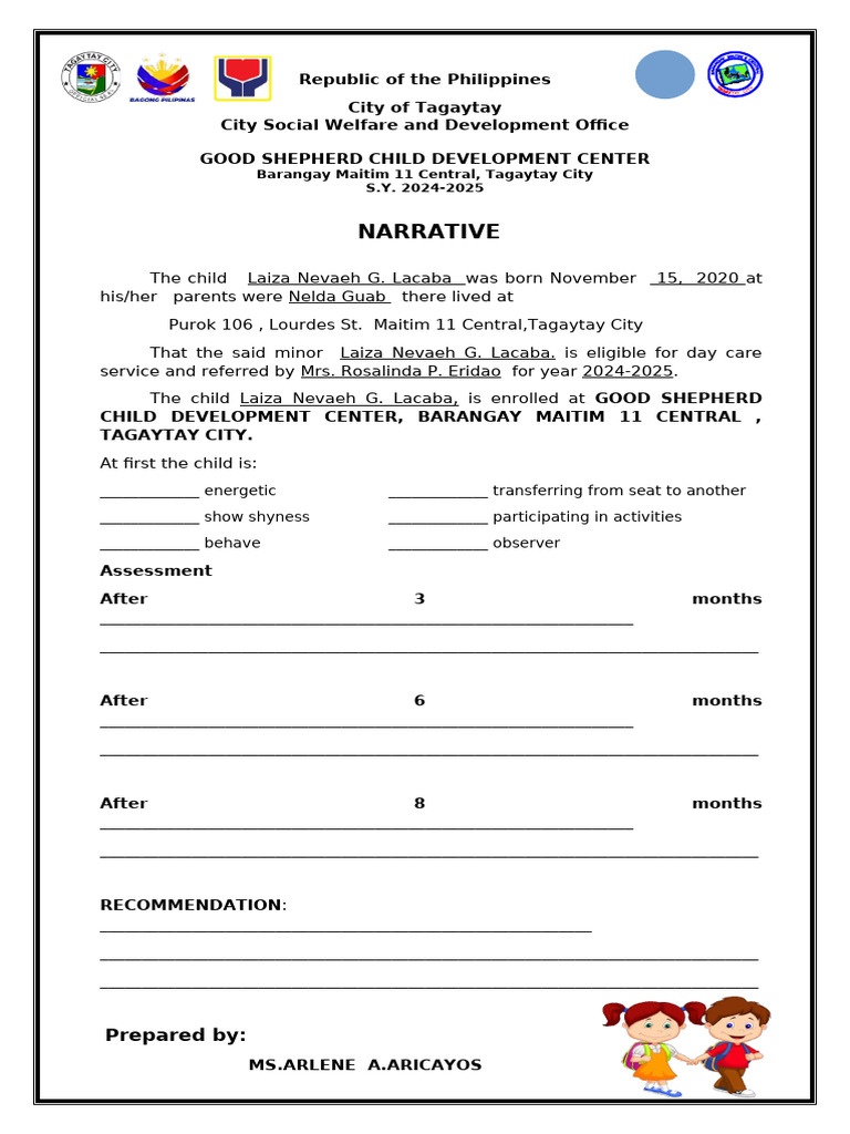 Narrative Form 1 Arlene 2024 2025 | PDF