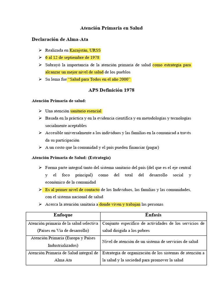 Atención Primaria en Salud: Alma-Ata 1978 | PDF | Cuidado de la salud