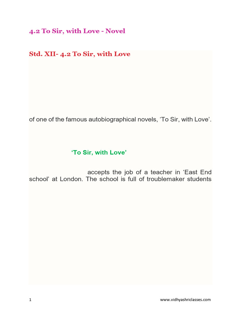 To sir with love | PDF