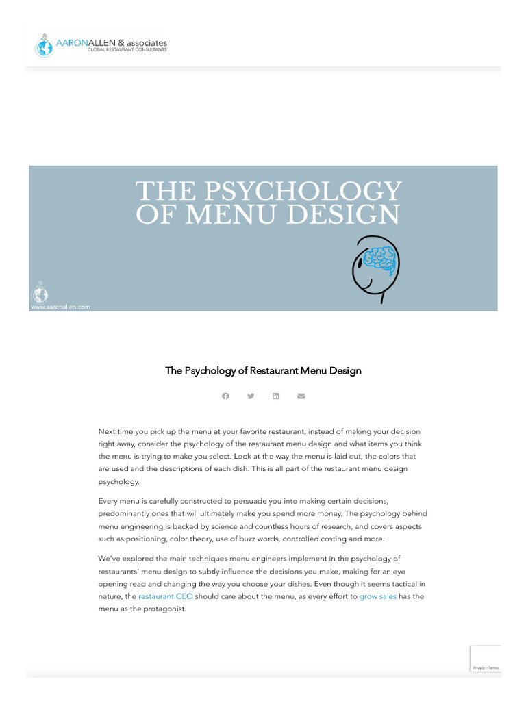 Menu Design Psychology Explained | PDF | Menu | Restaurants