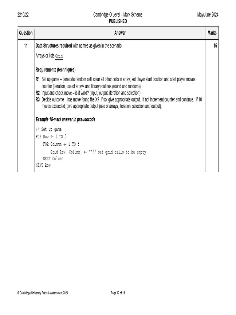 O Level 2210 Mark Scheme May/June 2024 | PDF | Iteration | Theoretical ...