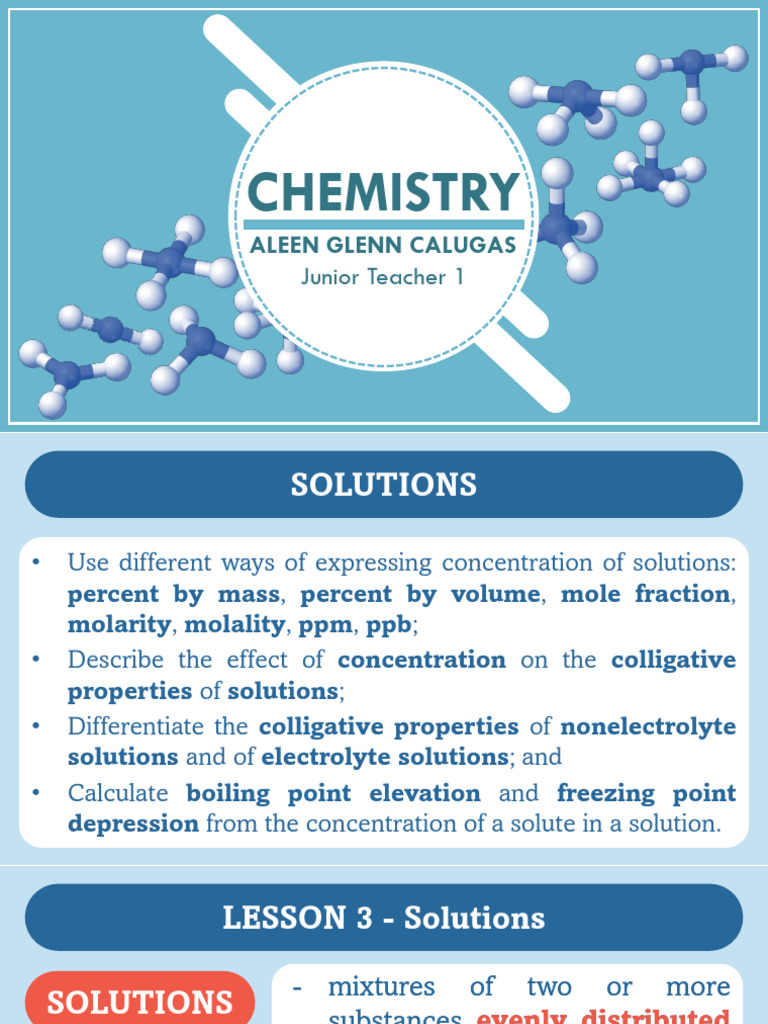 Module 1 Lesson 3 - Solutions | PDF | Concentration | Parts Per Notation