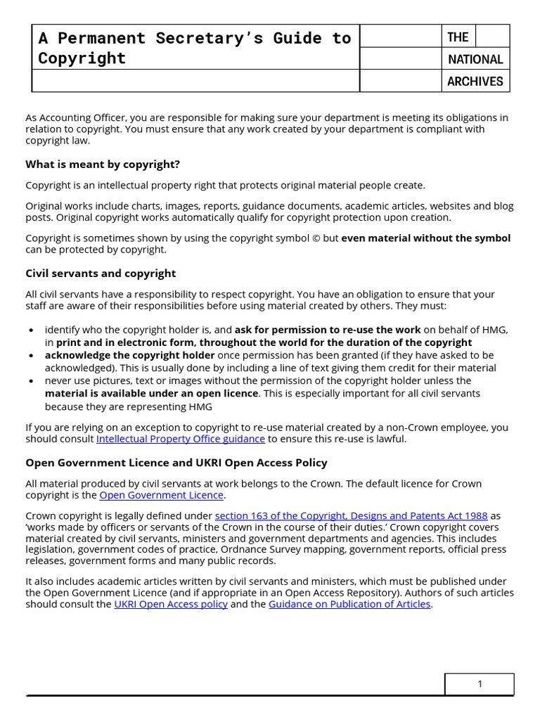 A Permanent Secretarys Guide To Copyright | PDF | Copyright | Open Access