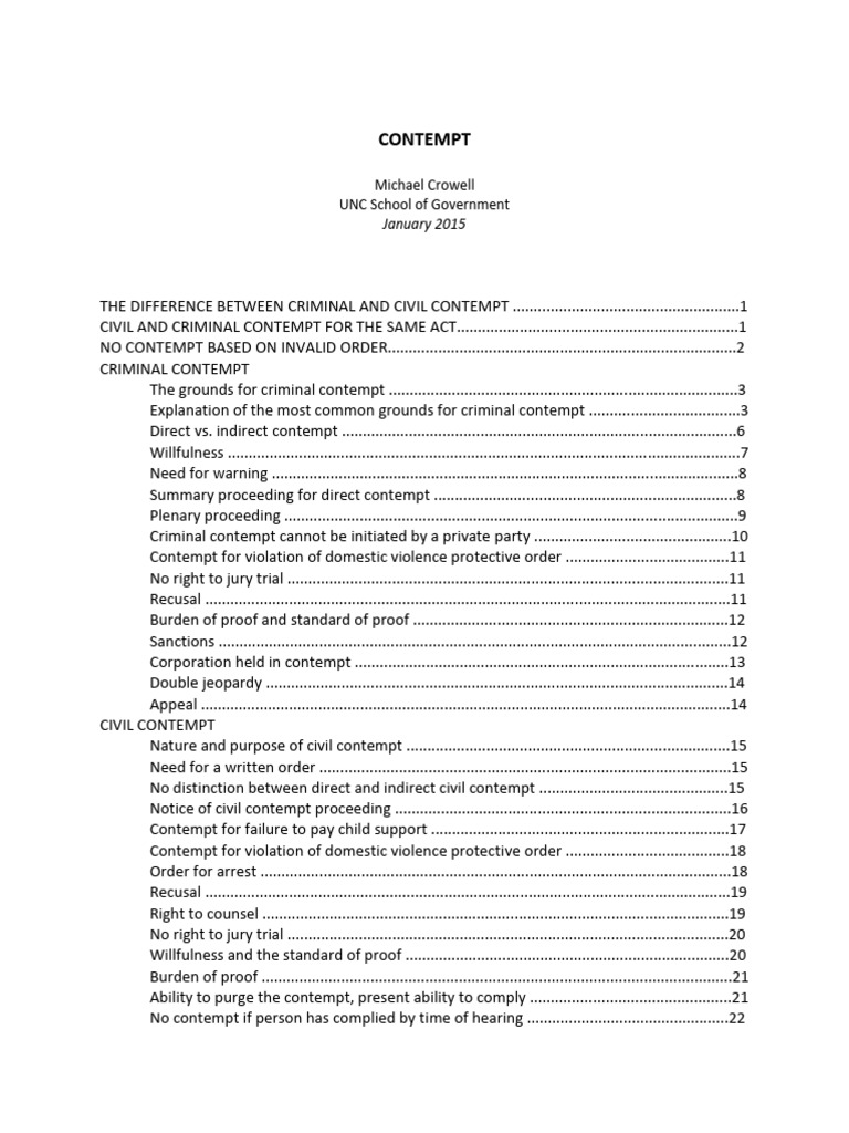 Understanding Criminal vs. Civil Contempt | PDF | Contempt Of Court ...