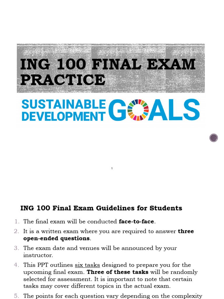 ING 100 Final Exam Preparation Guide | PDF | Sustainability | Poverty