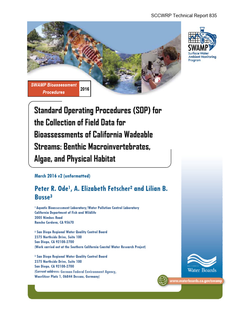 SWAMP Bioassessment SOP for Streams | PDF | Stream | Benthic Zone
