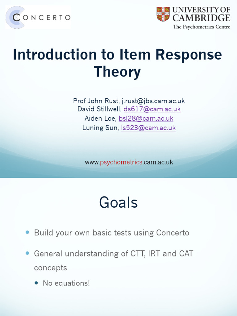 Introduction to Item Response Theory | PDF | Applied Mathematics ...