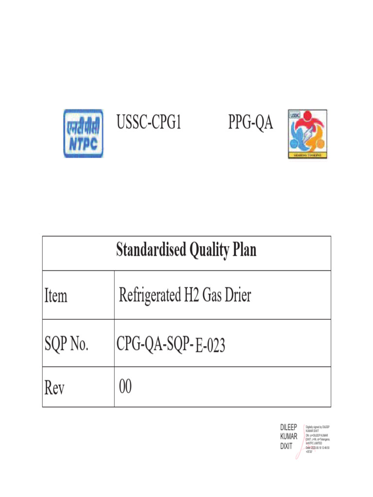 Refrigerated Hydrogen Gas Dryer Quality Plan | PDF | Nondestructive ...