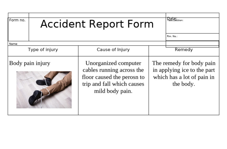 Injury Form (Computer) (TLE) | PDF
