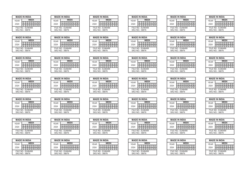 Manufacturing Date Sticker 2024 | PDF