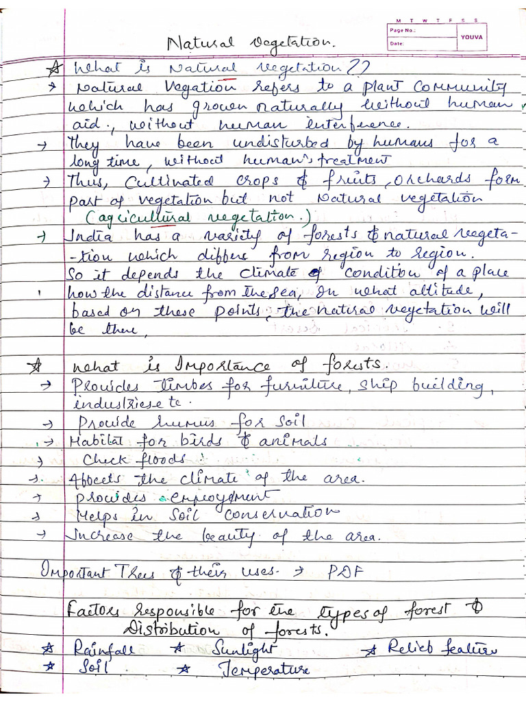 Natural Vegetation Notes | PDF