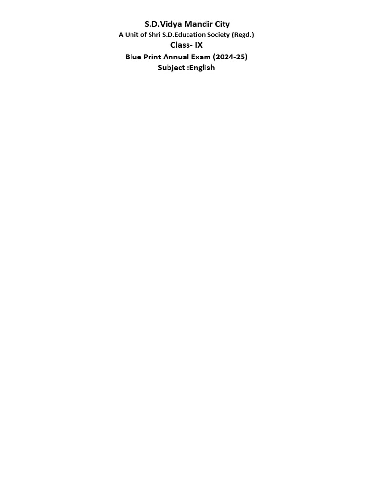 Class IX Annual Exam Blueprint 2024-25 | PDF | Geometry | Area
