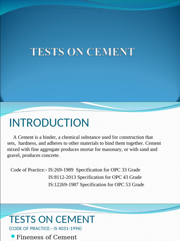 Cement Testing Methods and Standards | PDF | Cement | Water