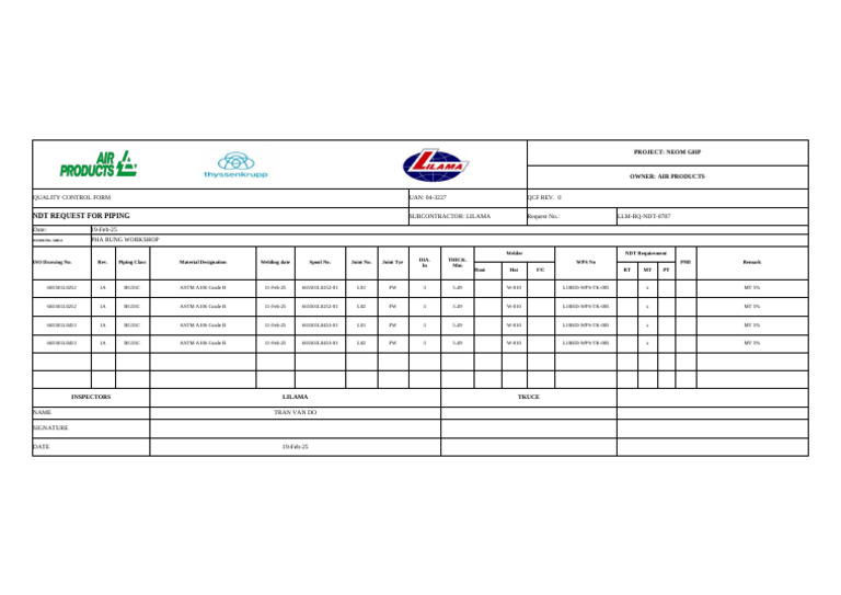 NDT Request for NEOM Piping Project | PDF | Business Process ...