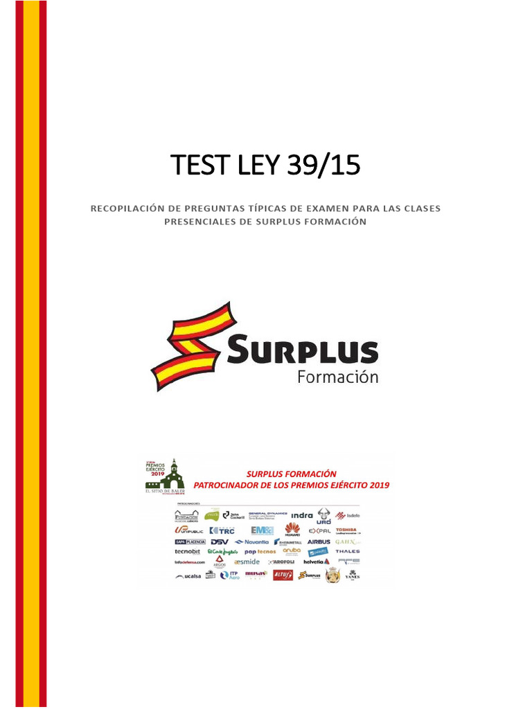 Test Ley 39/2015: Preguntas Clave Examen | PDF | Justicia | Crimen y ...