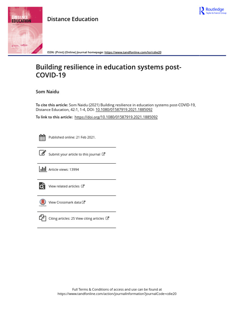 Resilience in Education Post-COVID-19 | PDF | Learning | Educational ...