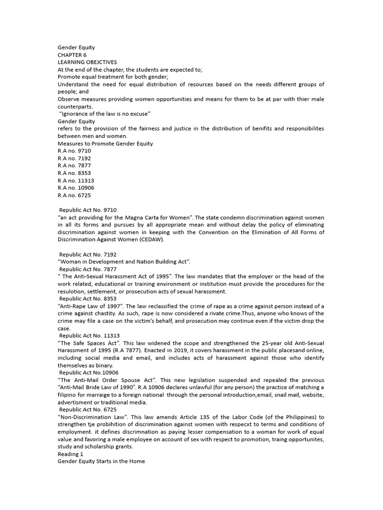 Share Gender Equity | PDF | Gender Equality | Gender Studies