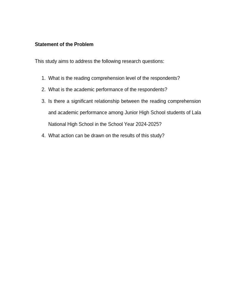 Statement of The Problem | PDF