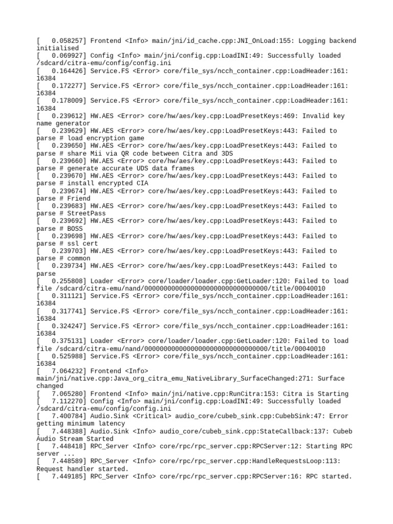 Citra Emulator Error Log Analysis | PDF | System Software | Computer ...