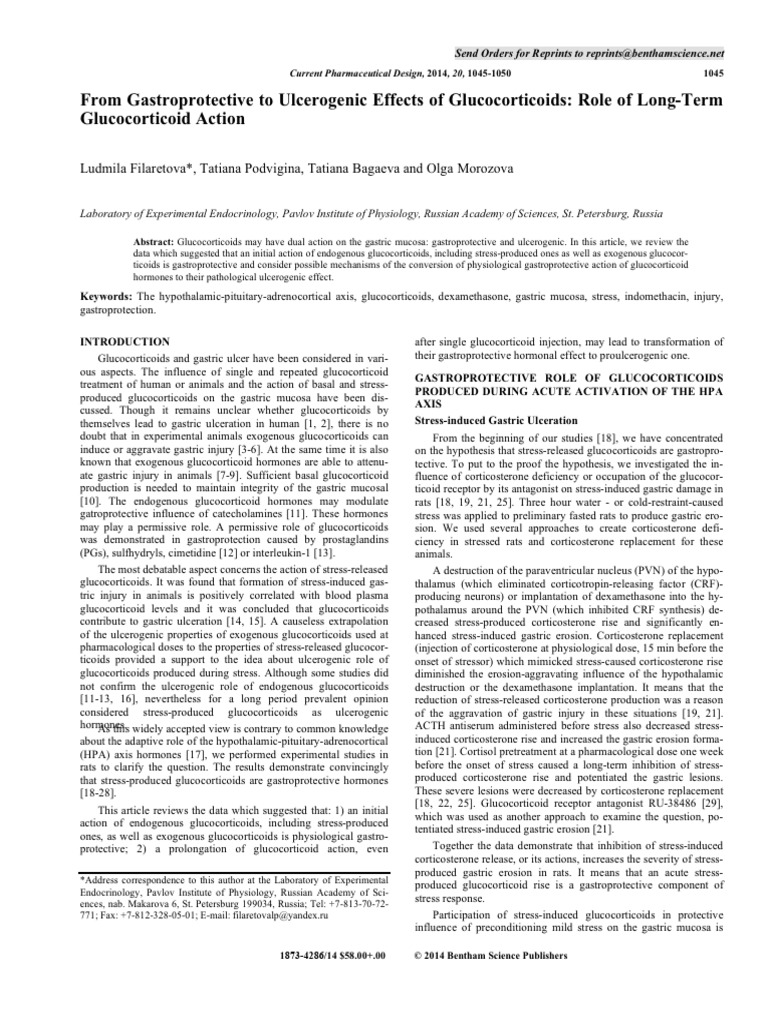 From Gastroprotective To Ulcerogenic Effects of Glucocorticoids - Role ...