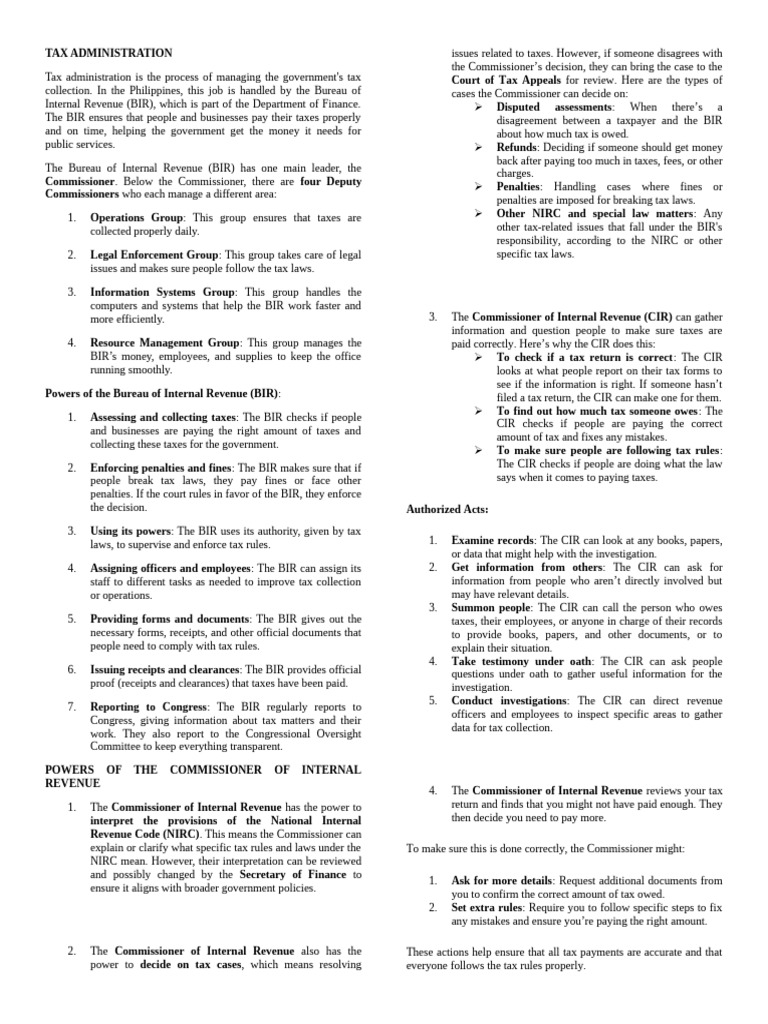 TAX ADMINISTRATION | PDF | Taxes | Internal Revenue Service