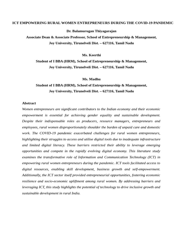 Empowering Rural Women with ICT During COVID | PDF