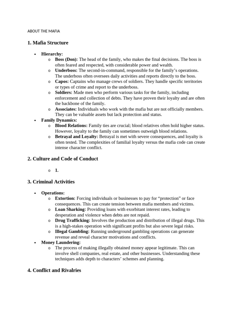 Mafia Structure and Culture Guide | PDF | Organized Crime | American Mafia