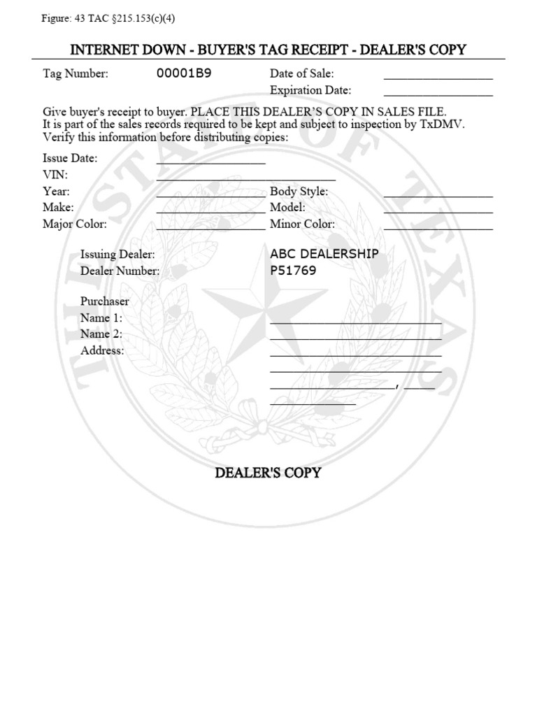 PDF Blank Printable Temporary License - 1