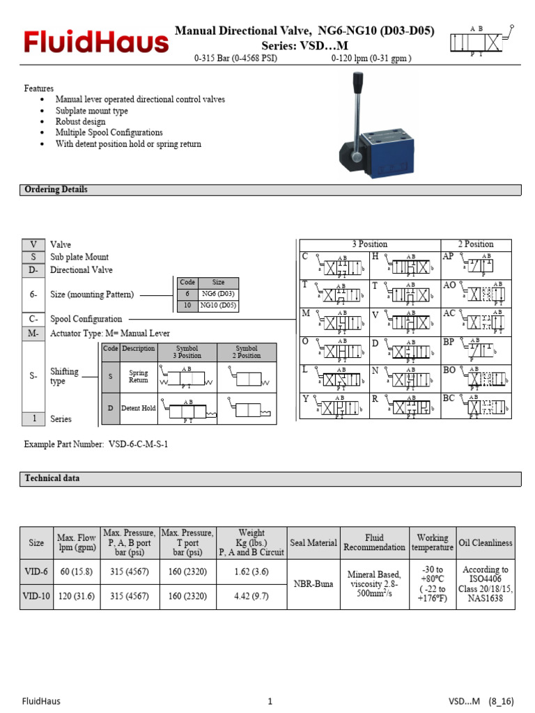 manual directional hydr valve | PDF | Equipment | Gases
