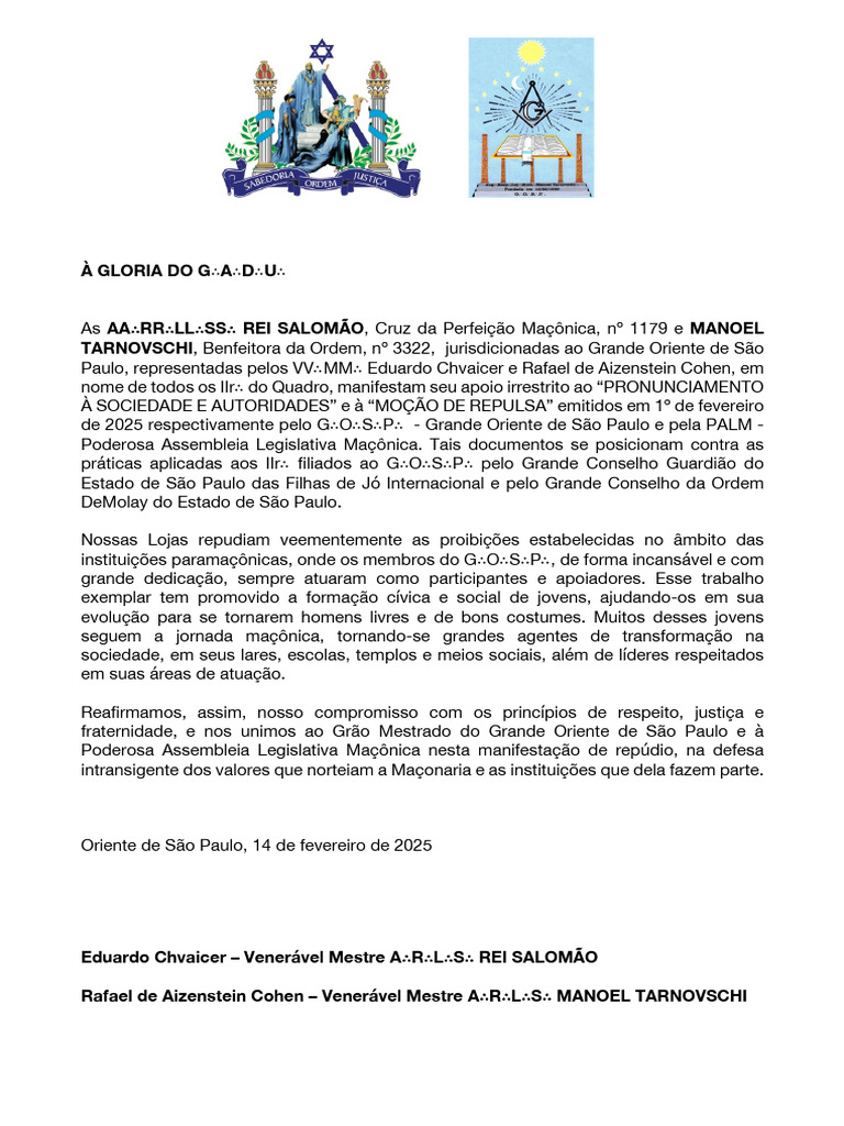 Apoio ao Pronunciamento do GOSP | PDF