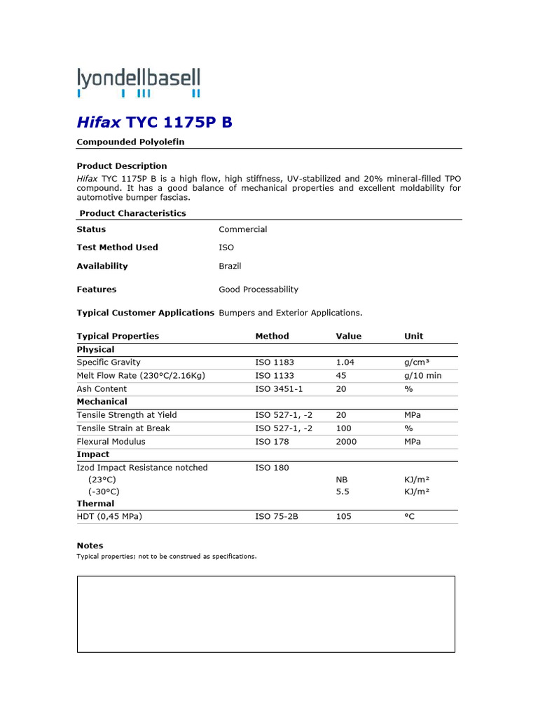 Hifax TYC 1175P B Product Overview | PDF | Medical Device | Food And ...