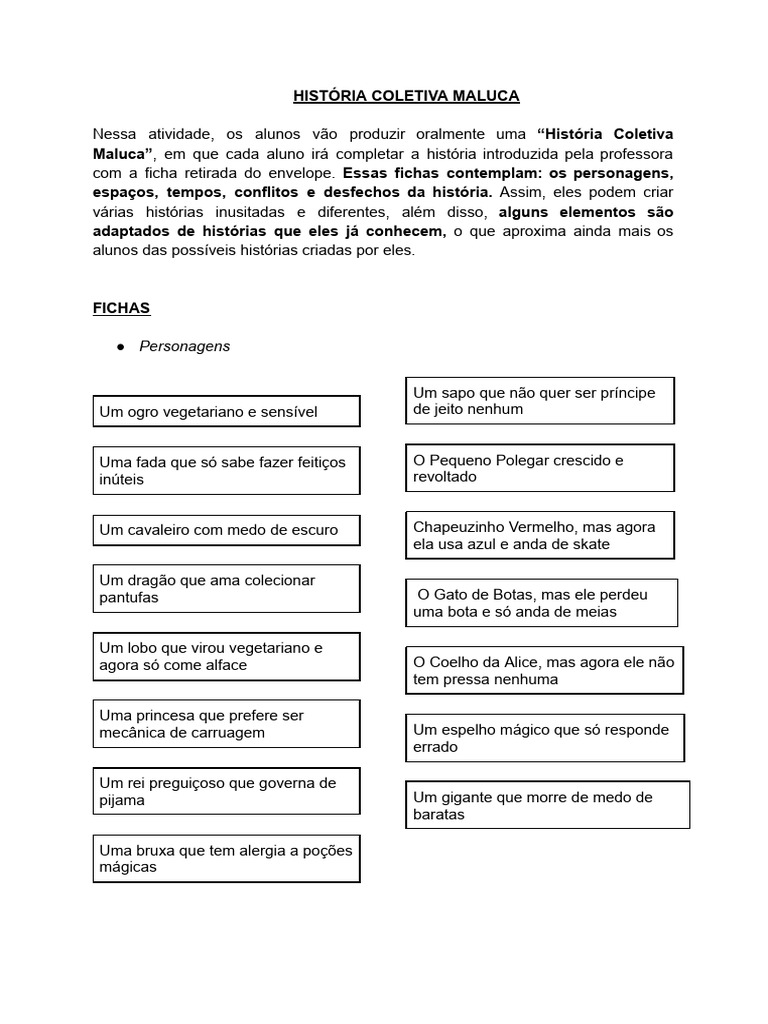 História Coletiva Maluca para Crianças | PDF | Dragão